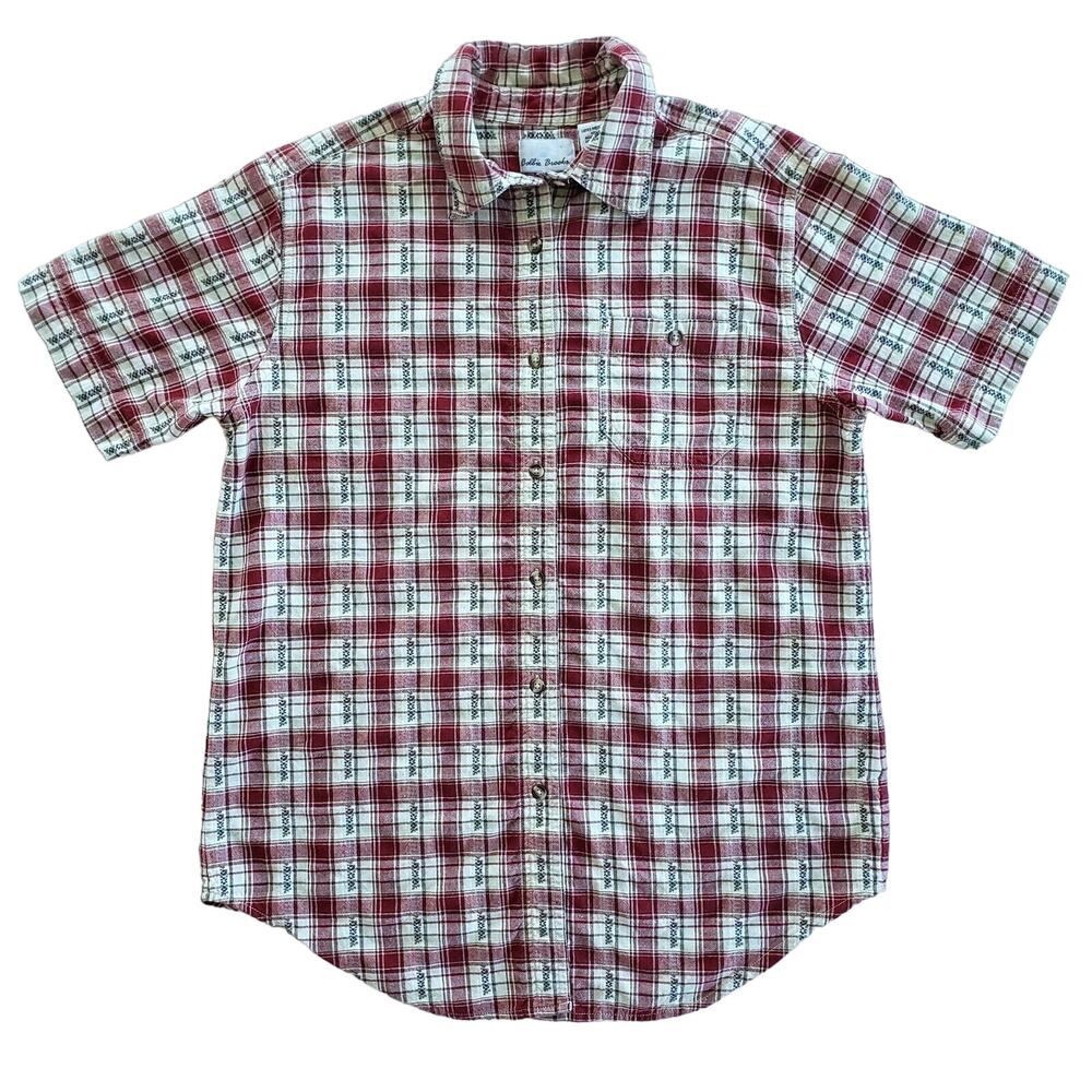 Vintage Bobbie Brooks Shirt Womens M Red Plaid Floral Cottagecore Preppy Classic